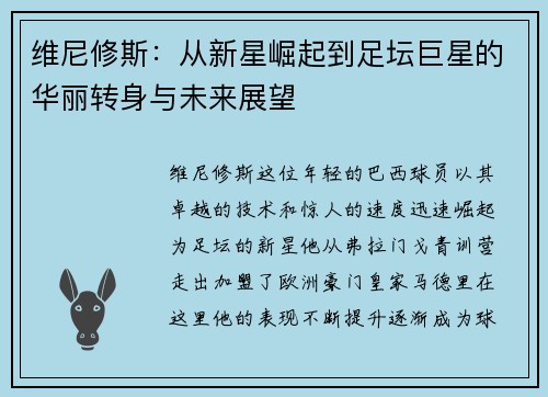 维尼修斯：从新星崛起到足坛巨星的华丽转身与未来展望